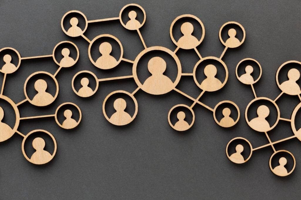 concept de reseautage abstrait arrangement de nature morte