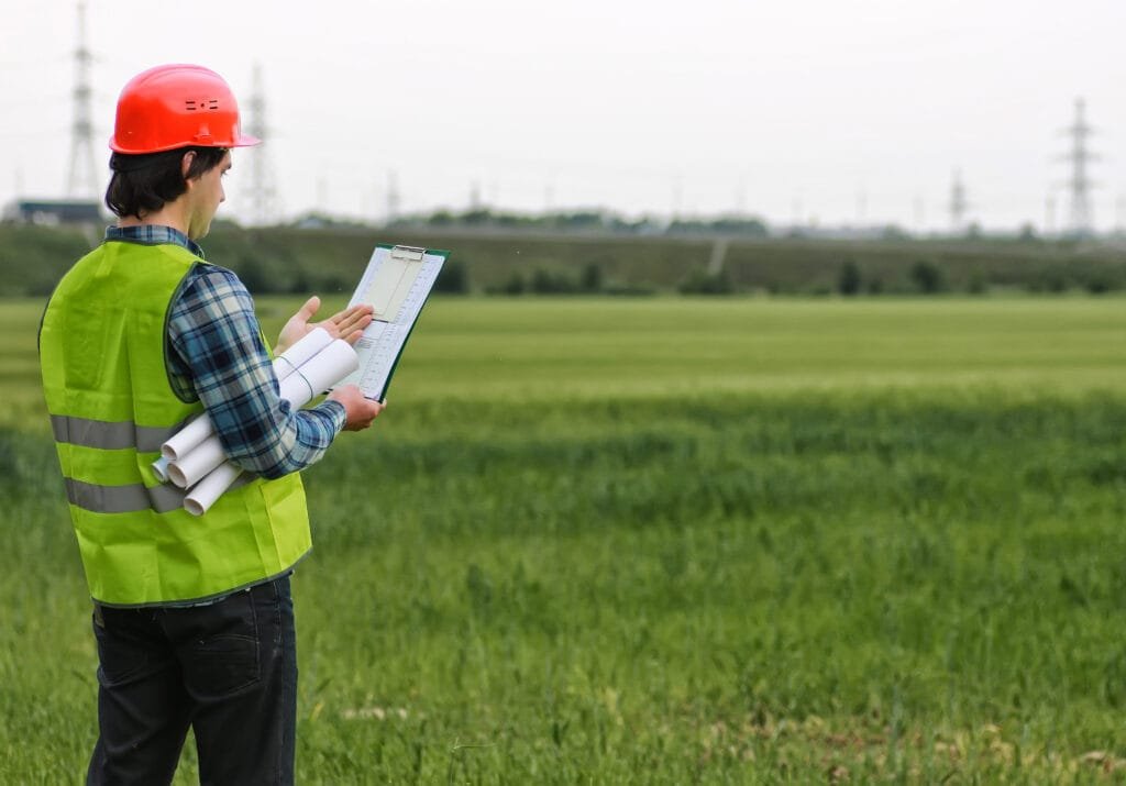 homme avec construction de plan de chalet