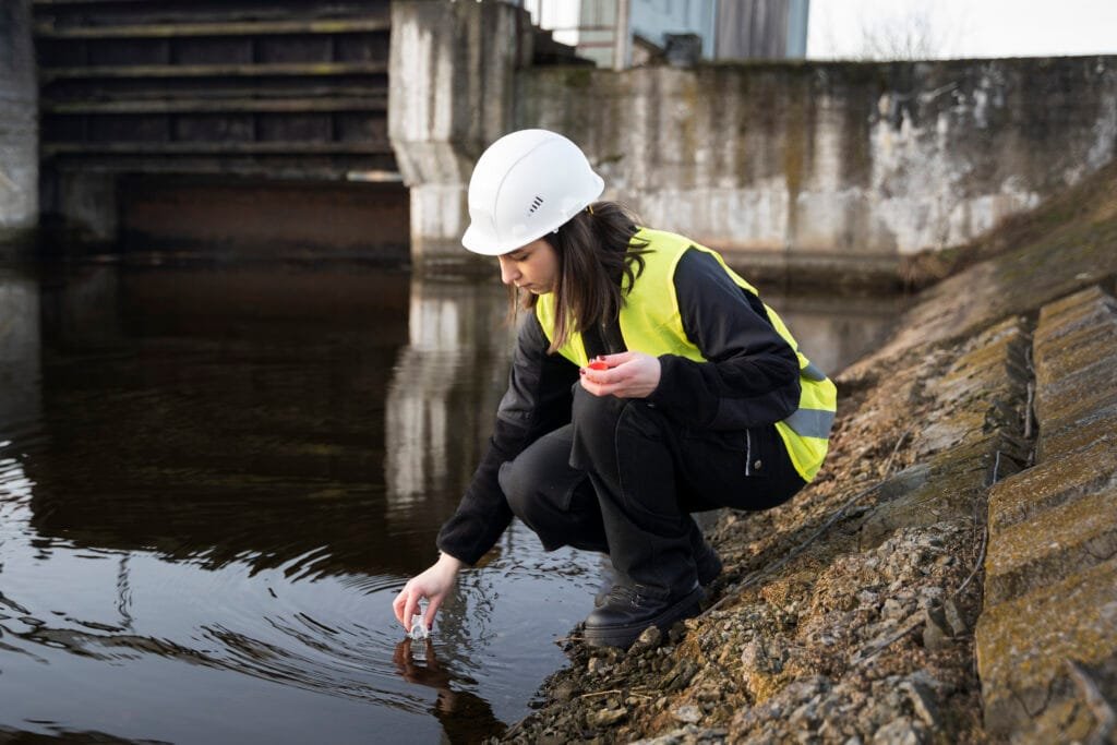 ingenieur de l environnement a plein regime obtenant un echantillon d eau