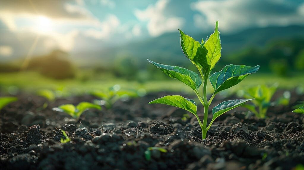 plante poussant a partir du sol