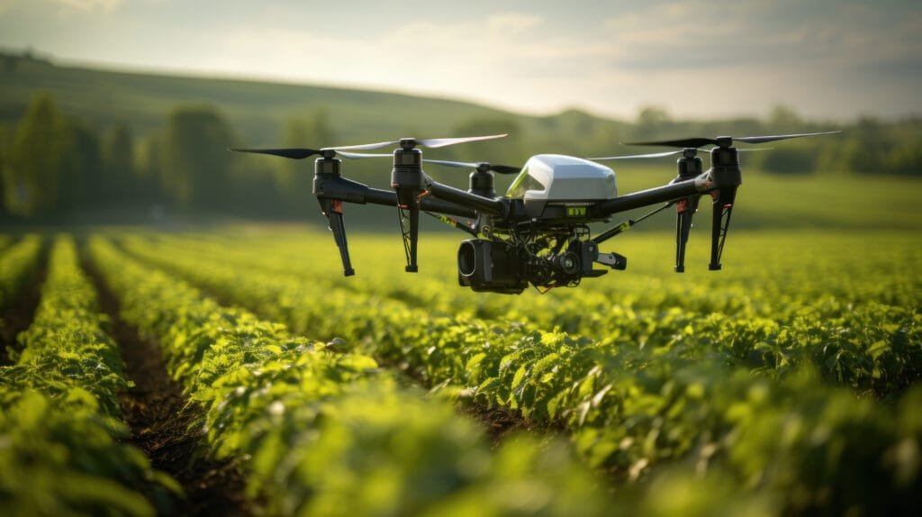 terres agricoles verdoyantes etudiees par un drone pour une agriculture de precision