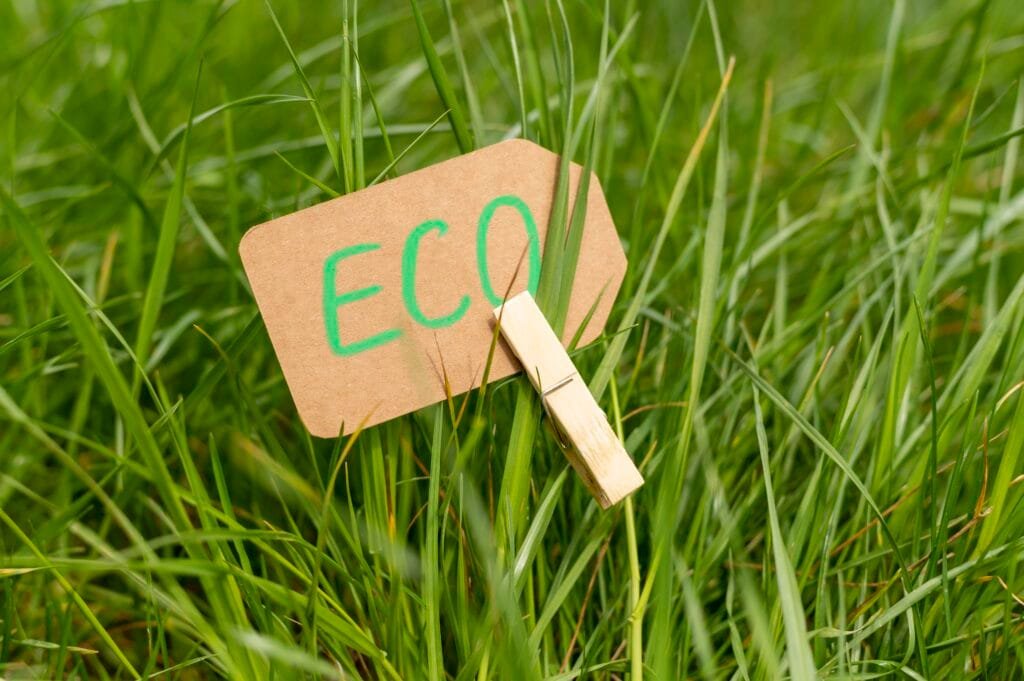 close up eco sign grass